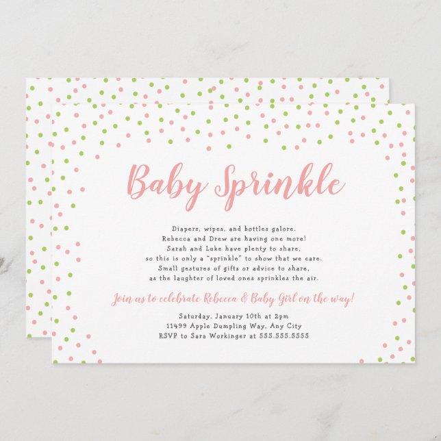 Editable Confetti Color Baby Sprinkle Invitation (Front/Back)
