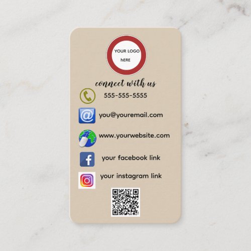 Editable Connect With Us  Business Card