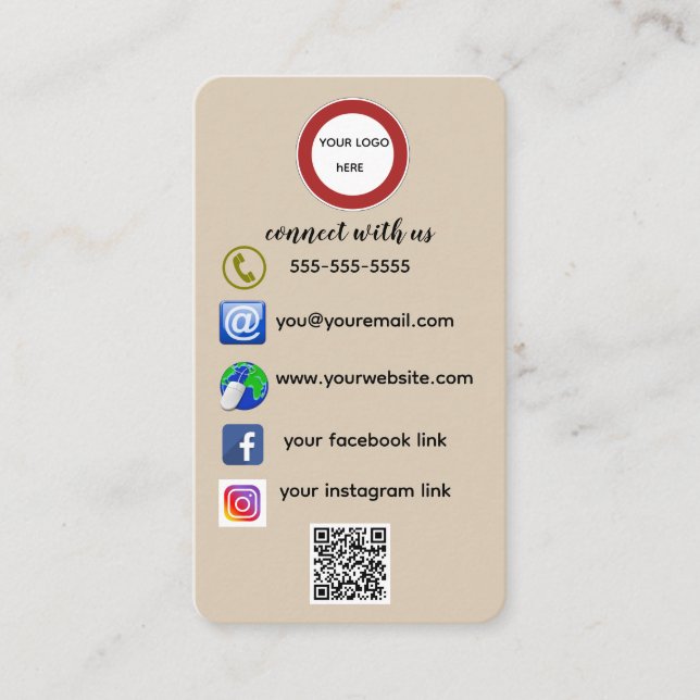 Editable Connect With Us  Business Card (Front)