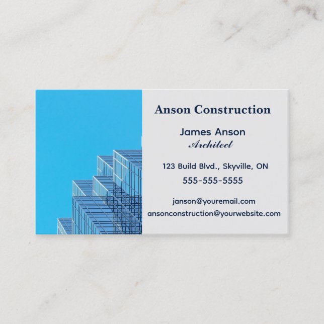  Editable Construction Architect Business Card (Front)