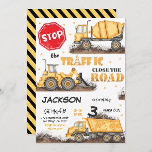 Editable Construction Birthday Invitation