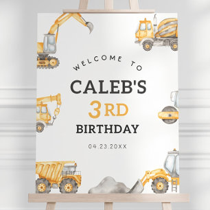 Editable Construction Birthday Welcome Sign, Const Foam Board