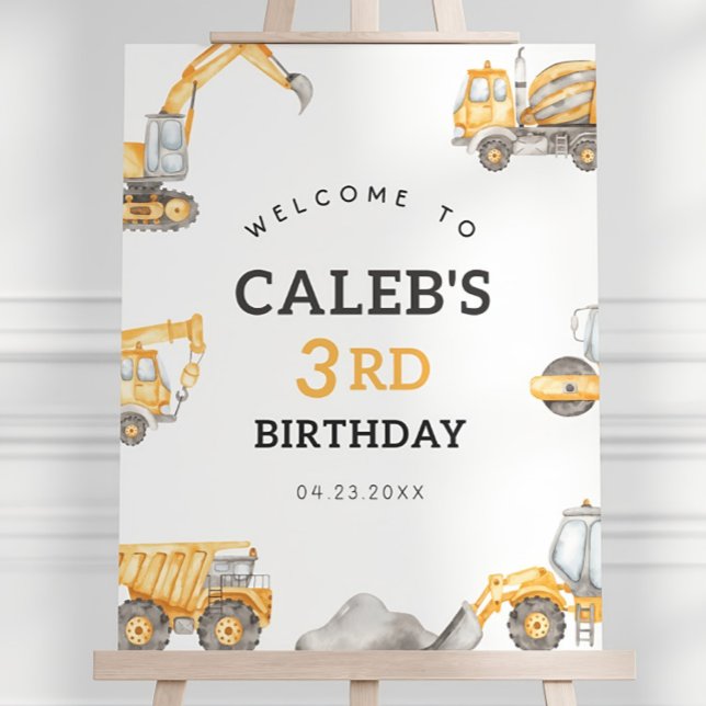Editable Construction Birthday Welcome Sign, Const Foam Board (Creator Uploaded)