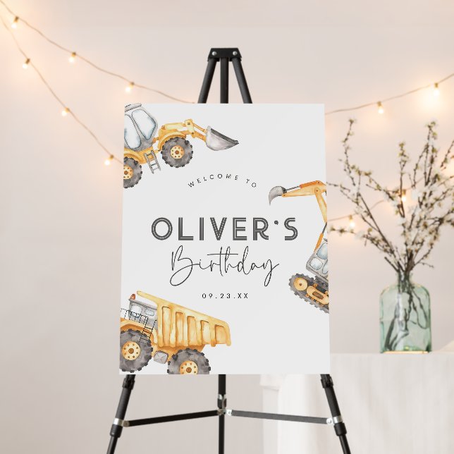 Editable Construction Birthday Welcome Sign Constr (In Situ (Stand))