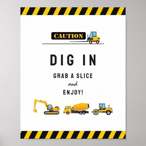 Editable Construction Truck Birthday Food Sign