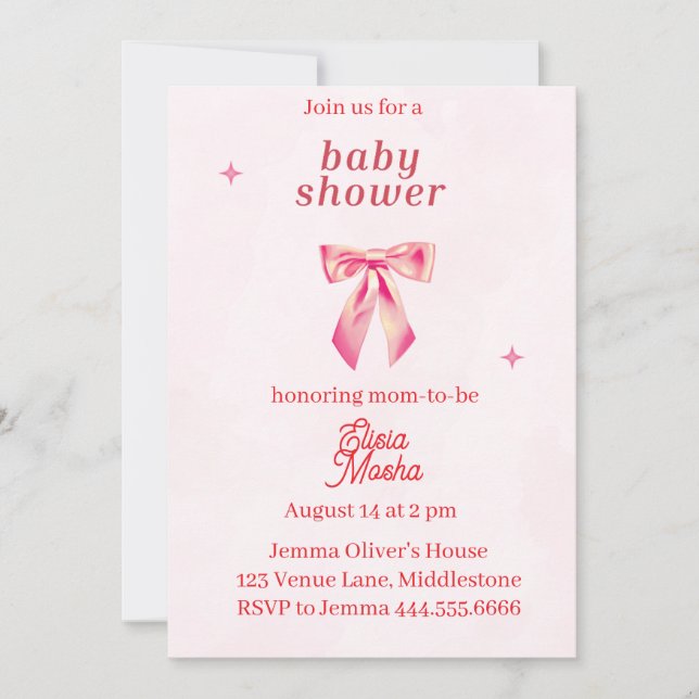 Editable Coquette Baby Shower Invitation 2 (Front)