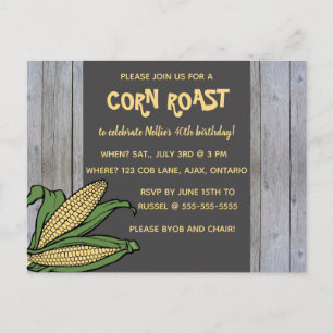 Editable Corn Roast Party Invitation Postcard
