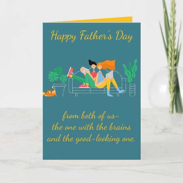 Editable Couple Funny Fathers Day Card (Front)