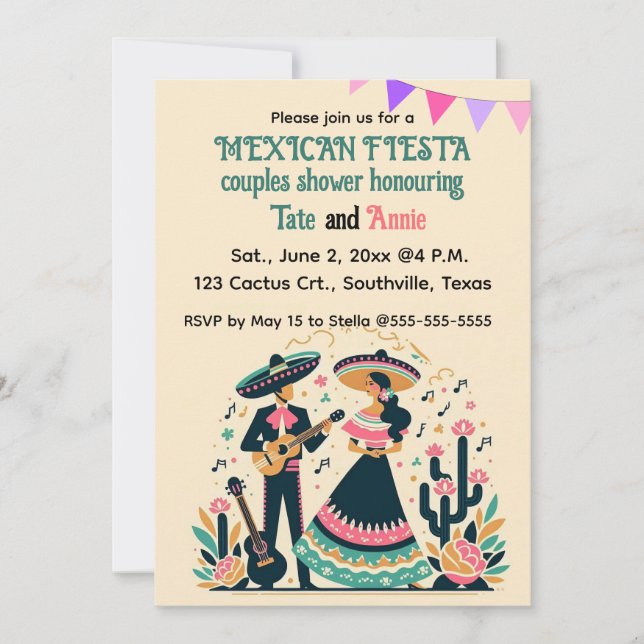 Editable Couples Fiesta Shower Invitation (Front)