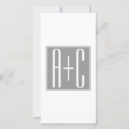 Editable Couples Initials | White & Grey (Front)