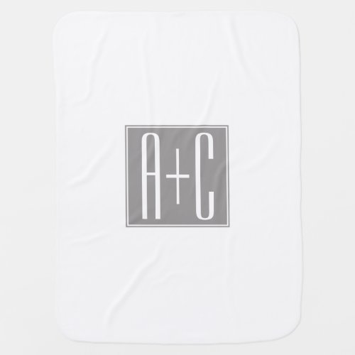 Editable Couples Initials  White  Grey Baby Blanket