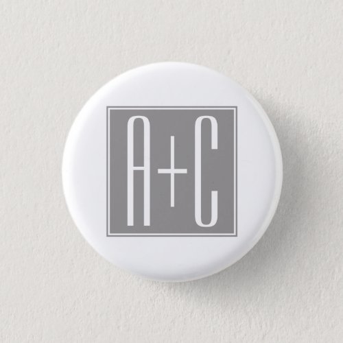 Editable Couples Initials  White  Grey Button