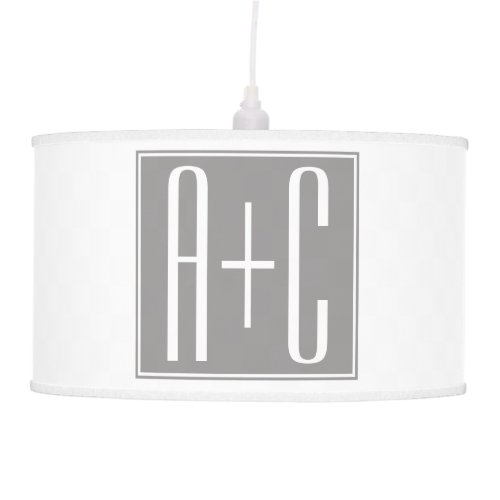 Editable Couples Initials  White  Grey Ceiling Lamp