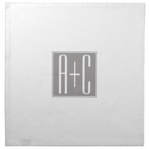 Editable Couples Initials  White  Grey Cloth Napkin