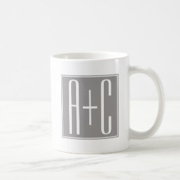 Editable Couples Initials | White &amp; Grey Coffee Mug