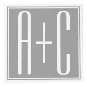 Editable Couples Initials White & Grey Cube