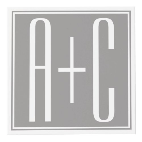Editable Couples Initials  White  Grey Cube