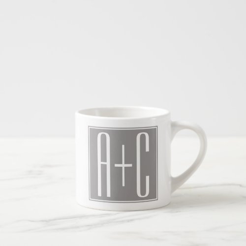 Editable Couples Initials  White  Grey Espresso Cup