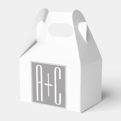 Editable Couples Initials  White  Grey Favor Boxes