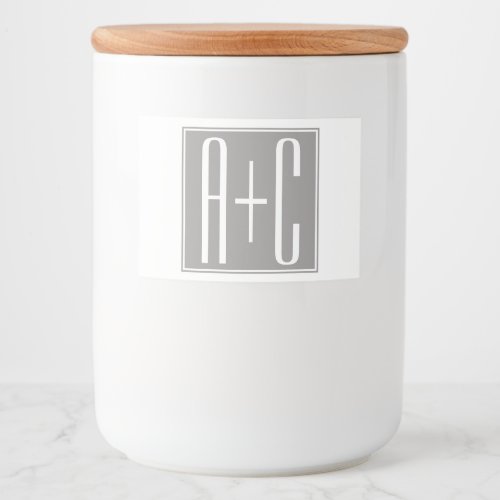 Editable Couples Initials  White  Grey Food Label