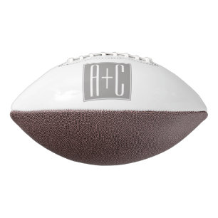 Editable Couples Initials   White & Grey Football