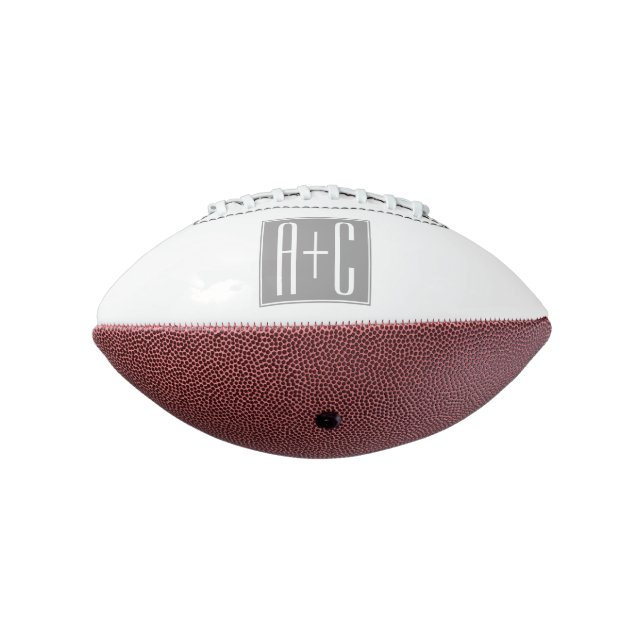 Editable Couples Initials | White & Grey Football (Rotated 270)