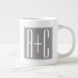 Editable Couples Initials | White &amp; Grey Giant Coffee Mug