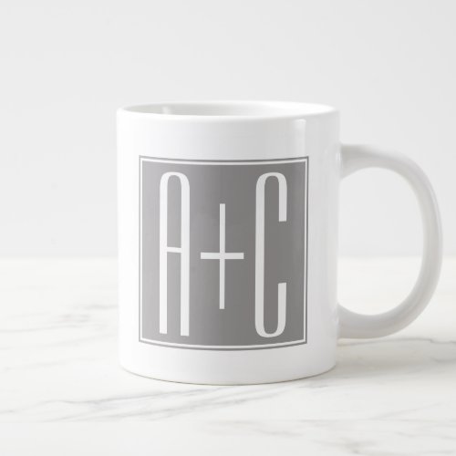 Editable Couples Initials  White  Grey Giant Coffee Mug