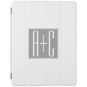 Editable Couples Initials White & Grey iPad Smart Cover