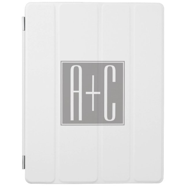 Editable Couples Initials | White & Grey iPad Smart Cover (Front)