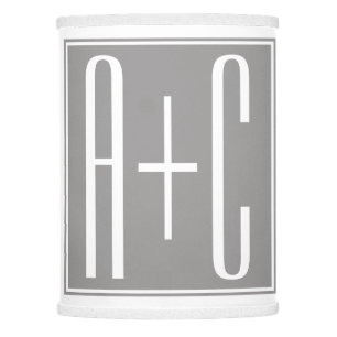 Editable Couples Initials White & Grey Lamp Shade