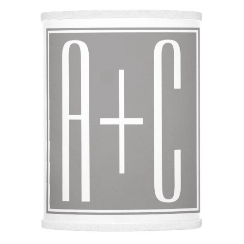 Editable Couples Initials  White  Grey Lamp Shade