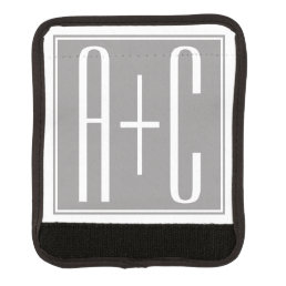 Editable Couples Initials | White &amp; Grey Luggage Handle Wrap