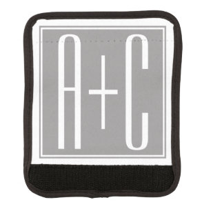 Editable Couples Initials White & Grey Luggage Handle Wrap