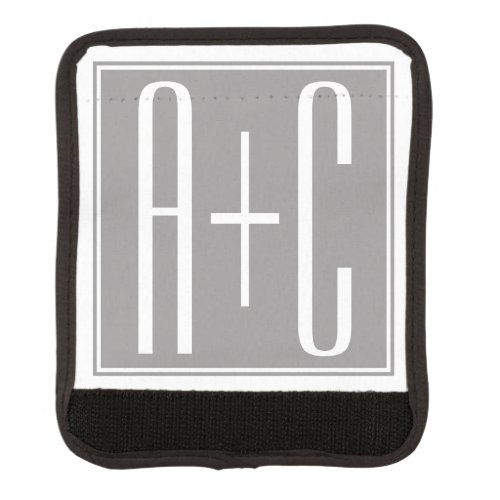Editable Couples Initials  White  Grey Luggage Handle Wrap