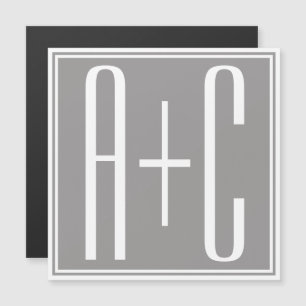 Editable Couples Initials White & Grey Magnetic Invitation