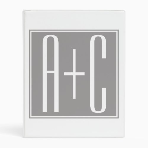 Editable Couples Initials  White  Grey Mini Binder