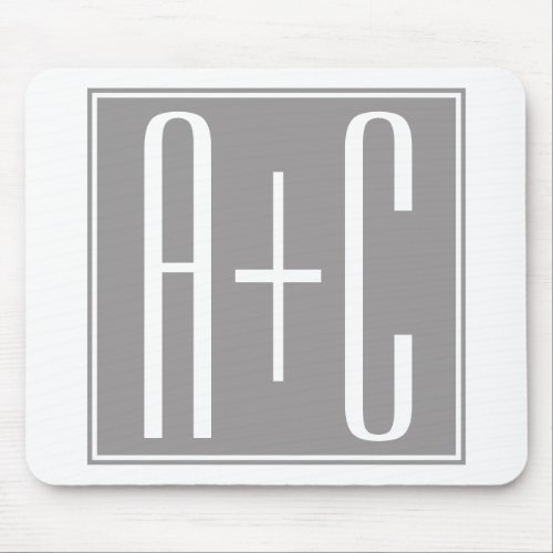 Editable Couples Initials  White  Grey Mouse Pad