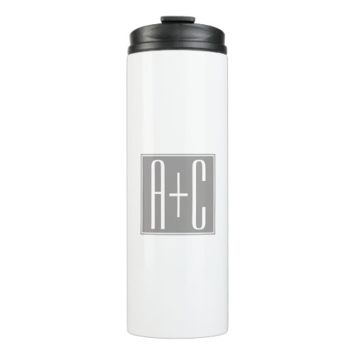 Editable Couples Initials  White  Grey Thermal Tumbler