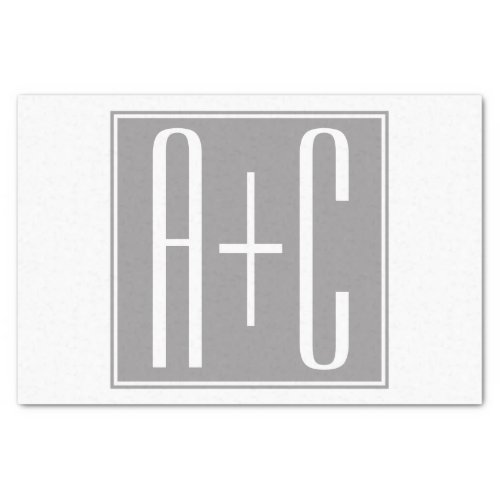Editable Couples Initials  White  Grey Tissue Paper