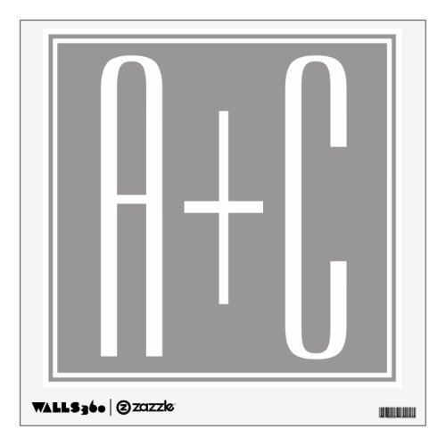 Editable Couples Initials  White  Grey Wall Decal