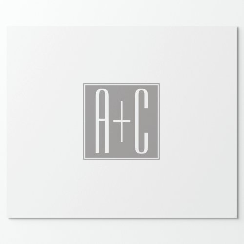 Editable Couples Initials  White  Grey Wrapping Paper