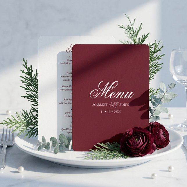 Editable Couples Monogram Classic Modern Wedding Menu (Creator Uploaded)