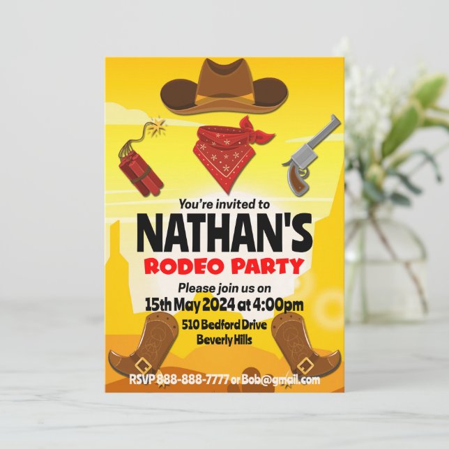 Editable Cowboy Birthday Invitation (Standing Front)
