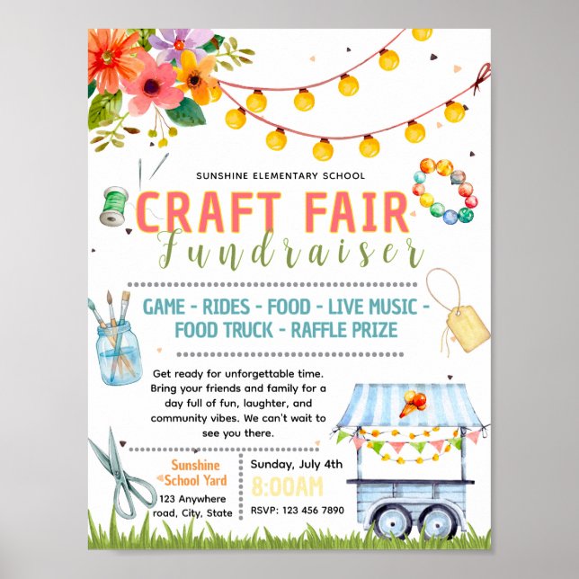 Editable craft fair fundraiser flyer poster (Front)
