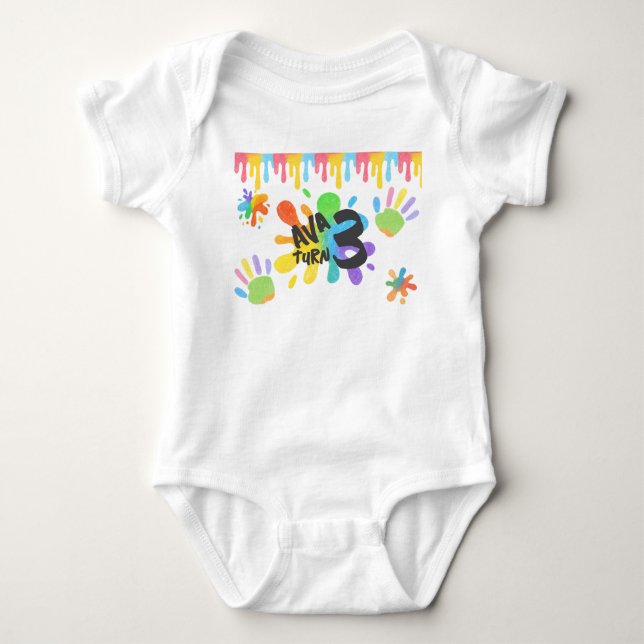 Editable Crayon Style – Artsy Paint & Palette Part Baby Bodysuit (Front)