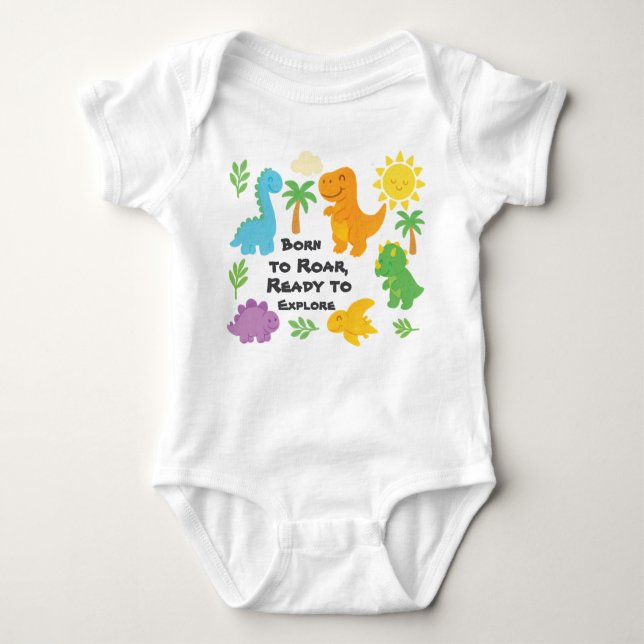 Editable Crayon Style – Dinosaur Roarsome Baby Bodysuit (Front)