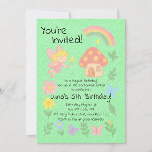 Editable Crayon Style – Fairy Mushroom Forest Invitation