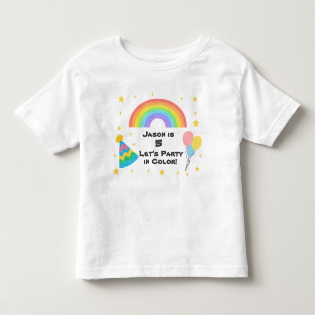 Editable Crayon Style – Rainbow Celebration Toddler T-shirt (Front)