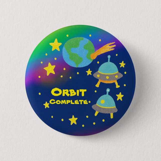 Editable Crayon Style – Solar System Trip Ages 1-8 Button (Front)
